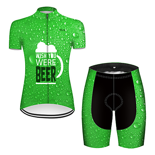 

21Grams Women's Short Sleeve Cycling Jersey with Shorts Black / Green Oktoberfest Beer Bike Breathable Sports Patterned Mountain Bike MTB Road Bike Cycling Clothing Apparel / Stretchy