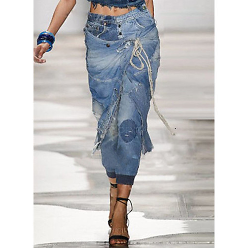 

Women's Punk & Gothic Boho Weekend Chinos Pants - Print Print Drawstring Blue S / M / L