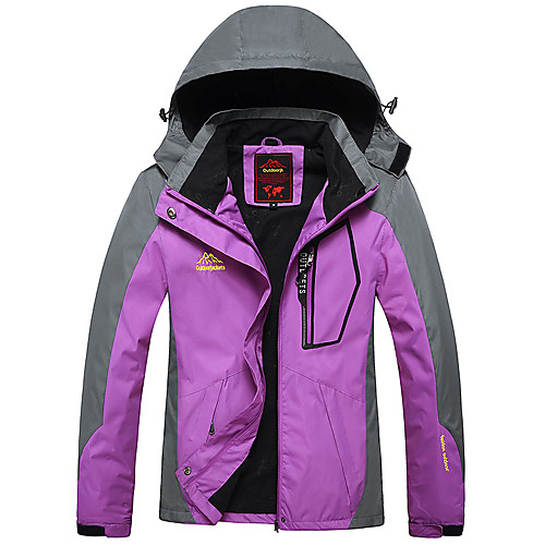 

Women's Hiking Jacket Outdoor Patchwork Windproof Warm Detachable Cap Comfortable Top Full Length Hidden Zipper Fishing Camping / Hiking / Caving Winter Sports Purple / Red / Fuchsia / Blue