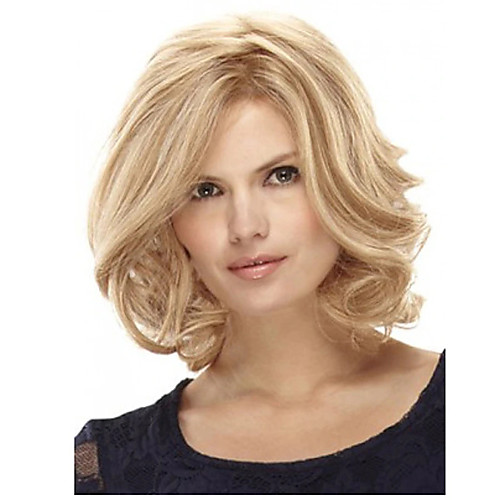 

Synthetic Wig Curly Middle Part Wig Short Blonde Synthetic Hair 12 inch Women's Heat Resistant Blonde hairjoy