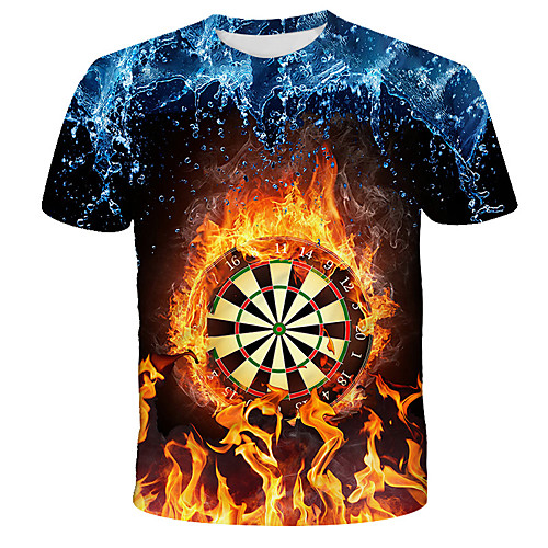 

Men's Graphic Flame Print T-shirt Street chic Exaggerated Daily Holiday Rainbow