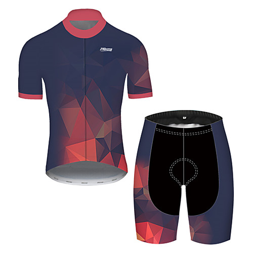 

21Grams Men's Short Sleeve Cycling Jersey with Shorts Nylon Polyester RedBlue 3D Gradient Bike Clothing Suit Breathable 3D Pad Quick Dry Ultraviolet Resistant Reflective Strips Sports 3D Mountain