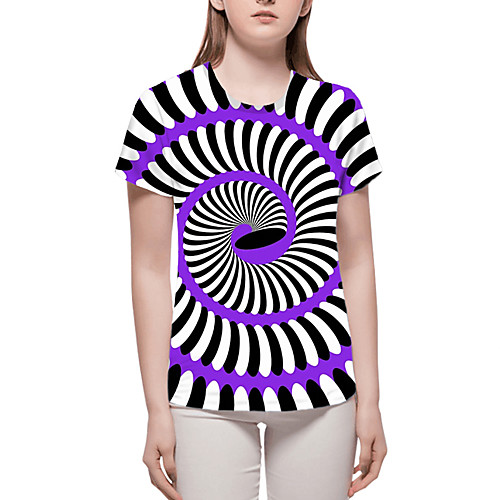 

Women's Tops Graphic 3D Print T-shirt - Print Round Neck Basic Daily Spring Summer Rainbow S M L XL 2XL 3XL 4XL 5XL 6XL