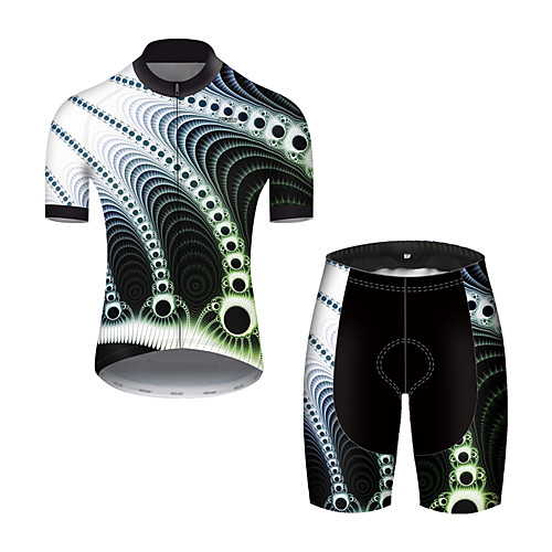 

21Grams Men's Short Sleeve Cycling Jersey with Shorts Black / White Bike Breathable Sports Patterned Mountain Bike MTB Road Bike Cycling Clothing Apparel / Stretchy