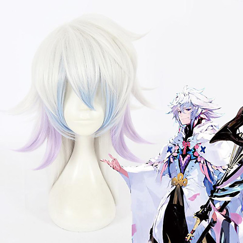 

Cosplay Wig Merlin Fate / Stay Night Straight Cosplay Layered Haircut With Bangs Wig Very Long White Synthetic Hair 43 inch Women's Anime Cosplay Best Quality White