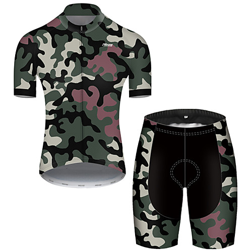 

21Grams Men's Short Sleeve Cycling Jersey with Shorts Camouflage Camo / Camouflage Bike Breathable Sports Patterned Mountain Bike MTB Road Bike Cycling Clothing Apparel / Stretchy