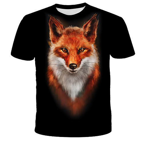 

Men's T shirt Graphic Animal Print Short Sleeve Daily Tops Streetwear Exaggerated Black
