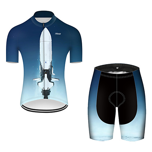 

21Grams Men's Short Sleeve Cycling Jersey with Shorts Nylon Polyester Black / Blue 3D Gradient Rocket Bike Clothing Suit Breathable 3D Pad Quick Dry Ultraviolet Resistant Reflective Strips Sports 3D