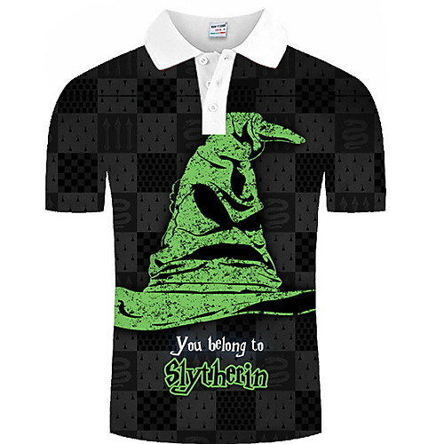 

Men's Graphic Print Polo Daily Black