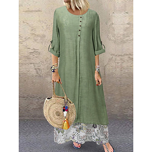 

Women's A-Line Dress Maxi long Dress - Long Sleeve Floral Summer Casual 2020 Blue Green M L XL XXL XXXL XXXXL XXXXXL