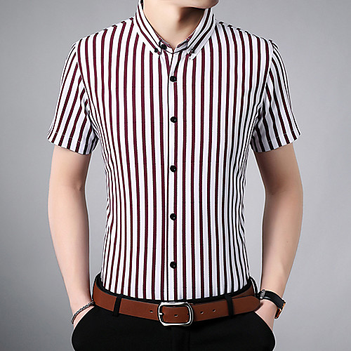

Men's Striped Shirt Business Basic Daily Work Wine / Red / Yellow / Navy Blue