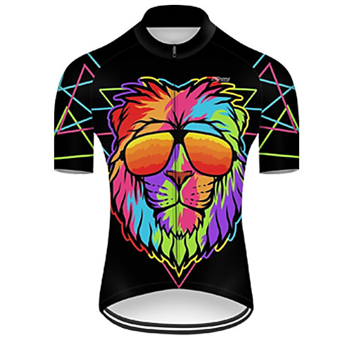 

21Grams Men's Short Sleeve Cycling Jersey Nylon Polyester Black / Blue Gradient Animal Lion Bike Jersey Top Mountain Bike MTB Road Bike Cycling Breathable Quick Dry Ultraviolet Resistant Sports
