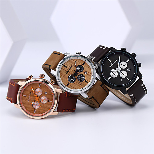 

Men's Sport Watch Japanese Quartz Leather Water Resistant / Waterproof Analog Vintage Fashion - Black Red Brown