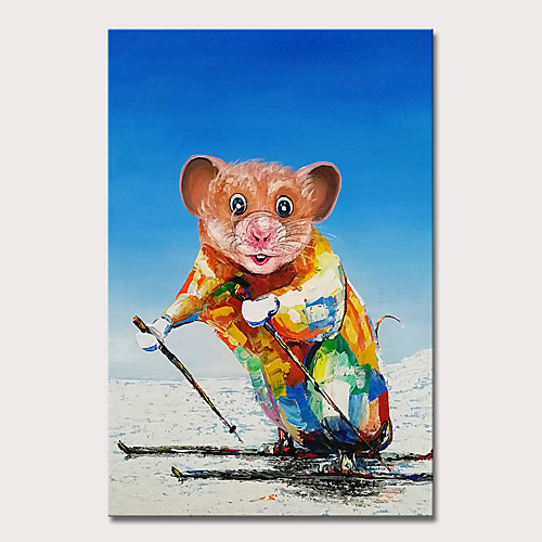 

Oil Painting Hand Painted Vertical Animals Pop Art Modern Stretched Canvas