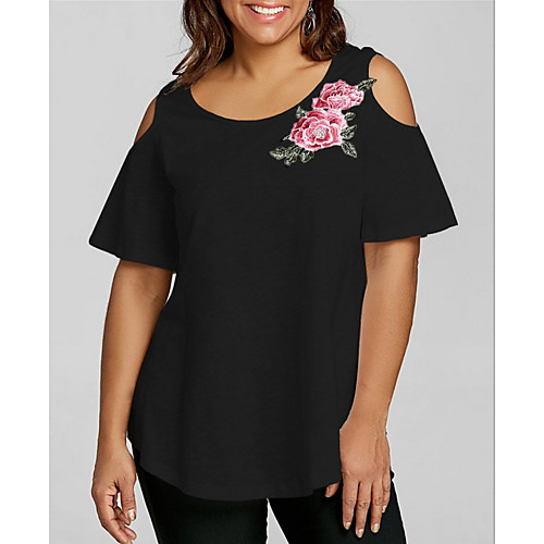 

Women's T-shirt Plus Size Graphic Tops Round Neck Loose Cotton Daily Summer White Black Blushing Pink XL 2XL 3XL 4XL 5XL