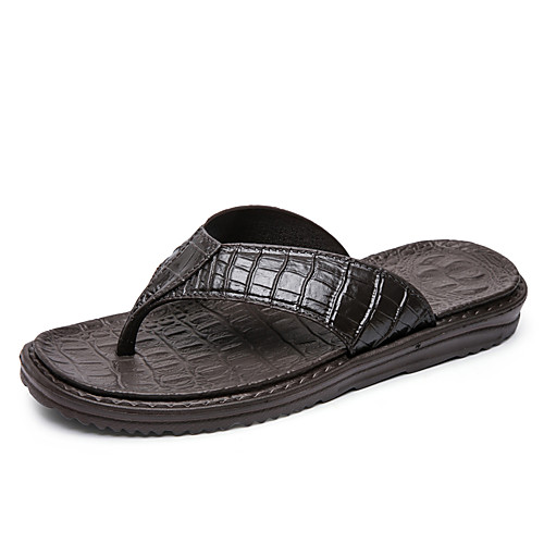 

Men's Summer Classic / British Daily Outdoor Slippers & Flip-Flops Walking Shoes Rubber Breathable Wear Proof Black / Brown / Dark Blue