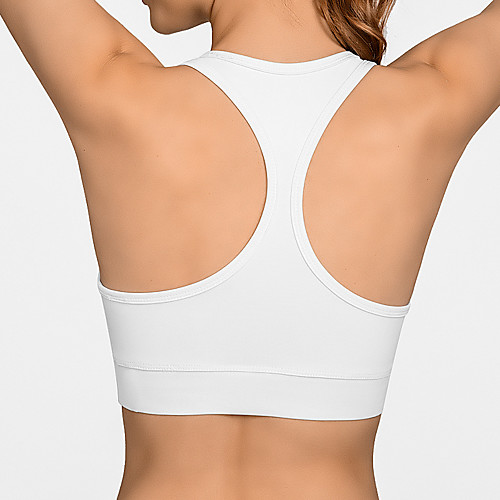 

Women's Sports Bra Medium Support Racerback Removable Pad Fashion White Black Gray Yoga Running Fitness Top Sport Activewear Breathable Quick Dry Comfortable Freedom Stretchy