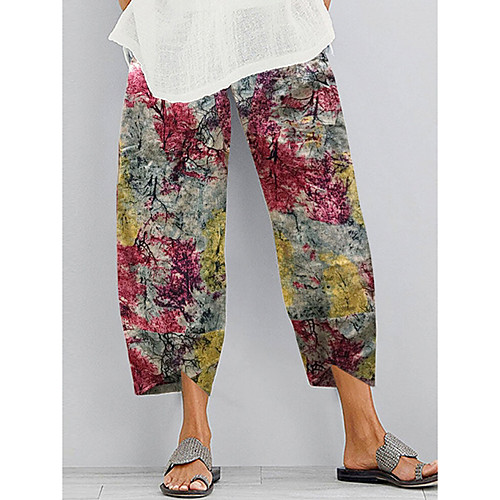 

Women's Basic Chinos Pants - Print Black Blue Red M / L / XL