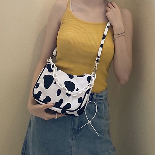 

Women's Zipper PU Crossbody Bag Geometric Pattern White