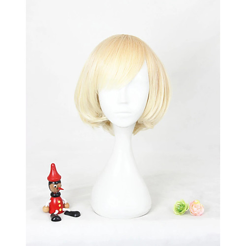

Cosplay Costume Wig Cosplay Wig Lolita Straight Cosplay Halloween Bob With Bangs Wig Short Blonde Synthetic Hair 12 inch Women's Anime Cosplay Party Blonde