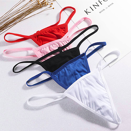 

Women's 1 Piece Basic G-strings & Thongs Panties - Normal Low Waist White Black Blue One-Size