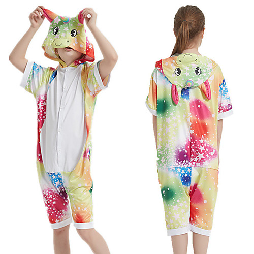 

Kid's Kigurumi Pajamas Unicorn Onesie Pajamas Silk Fabric Rainbow Cosplay For Boys and Girls Animal Sleepwear Cartoon Festival / Holiday Costumes / Leotard / Onesie