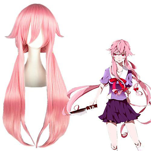 

Cosplay Costume Wig Cosplay Wig Gasai Yuno The Future Diary Straight Cosplay With 2 Ponytails With Bangs Wig Pink Very Long Pink Synthetic Hair 40 inch Women's Anime Cosplay Adorable Pink