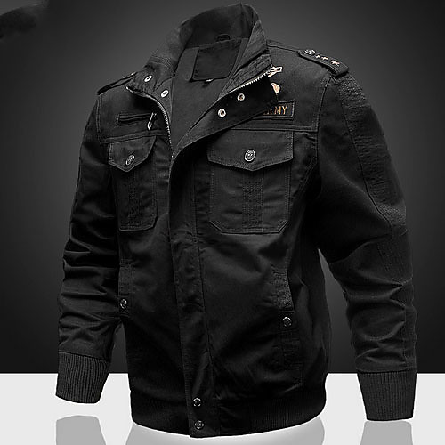 

Men's Jacket Daily Basic Regular Solid Colored Black / Army Green / Khaki US36 / UK36 / EU44 / US38 / UK38 / EU46 / US40 / UK40 / EU48