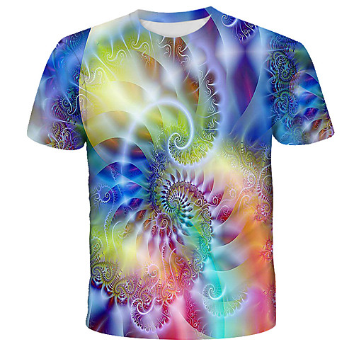 

Men's Graphic 3D Print Print T-shirt Street chic Exaggerated Daily Holiday Rainbow