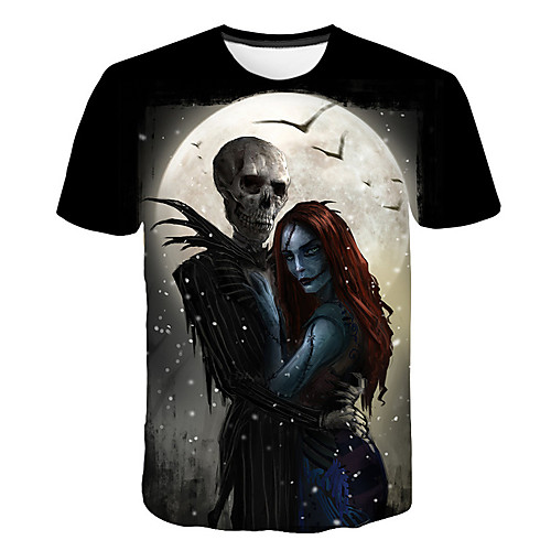 

Men's Graphic Cartoon Blue & White Print T-shirt Street chic Exaggerated Daily Holiday Black