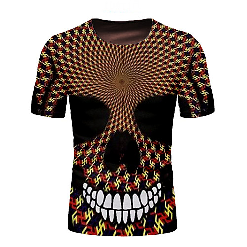 

Men's Graphic Skull Print T-shirt Daily Brown