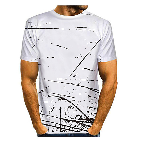 

Men's T shirt Graphic Print Short Sleeve Daily Tops Basic White