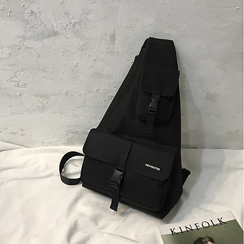 

Unisex Zipper Oxford Cloth Crossbody Bag Black / Gray