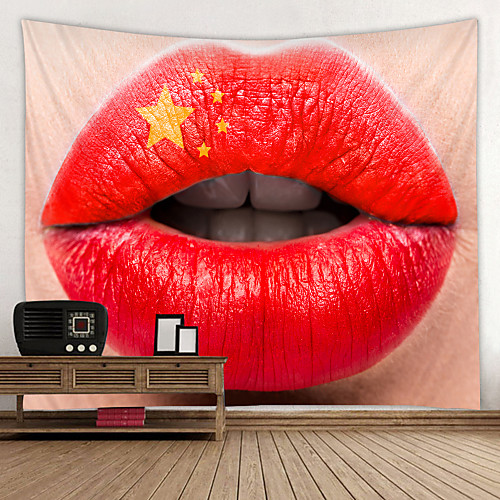 

Red lips Printed Tapestry Decor Wall Art Tablecloths Bedspread Picnic Blanket Beach Throw Tapestries Colorful Bedroom Hall Dorm Living Room Hanging