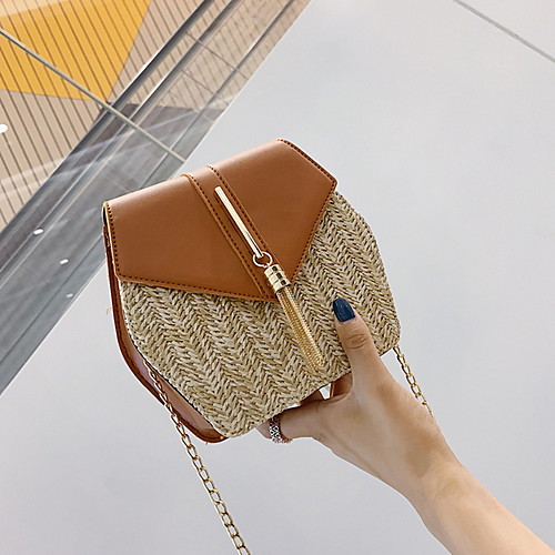 

Women's Chain PU Crossbody Bag Color Block Black / Green / Brown