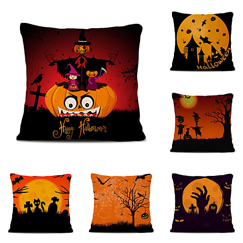

Halloween Party Halloween Decor Horror Ghost Set of 6 Throw Pillow Simple Classic 4545 cm Polyester Pillow Cover Special Design Halloween Square Traditional Classic