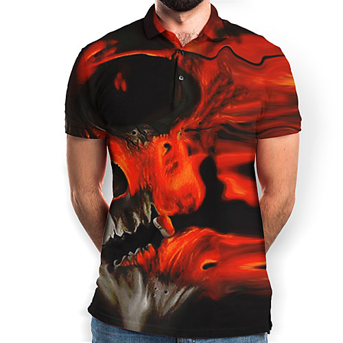 

Men's Graphic Skull Polo Basic Elegant Daily Going out Red
