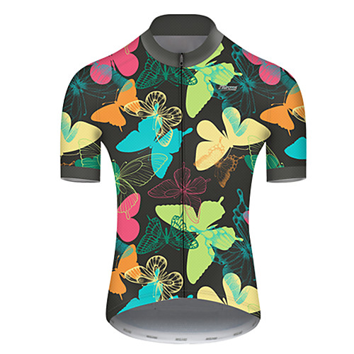 

21Grams Men's Short Sleeve Cycling Jersey Nylon Green / Yellow Butterfly Gradient Bike Jersey Top Mountain Bike MTB Road Bike Cycling Quick Dry Breathable Sports Clothing Apparel / Micro-elastic