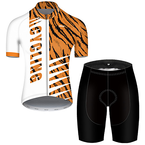 

21Grams Men's Short Sleeve Cycling Jersey with Shorts Nylon Black / Orange Patchwork Camo / Camouflage Bike Quick Dry Breathable Sports Patchwork Mountain Bike MTB Road Bike Cycling Clothing Apparel