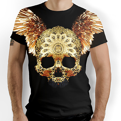 

Men's Graphic Skull Print T-shirt Daily Black
