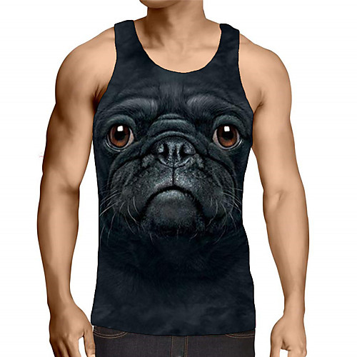 

Men's Graphic Animal Print Tank Top Street chic Exaggerated Daily Going out Rainbow