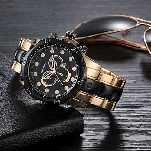 

Men's Steel Band Watches Quartz Stainless Steel 30 m Water Resistant / Waterproof Day Date Analog Fashion Cool - Gold Silver One Year Battery Life