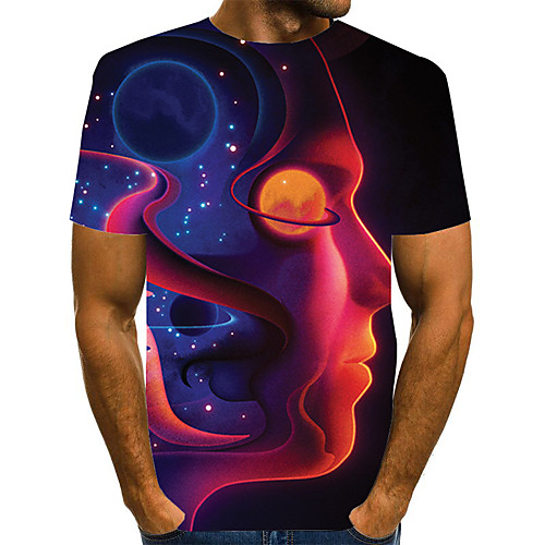 

Men's Geometric Graphic Print T-shirt Street chic Exaggerated Daily Going out Rainbow