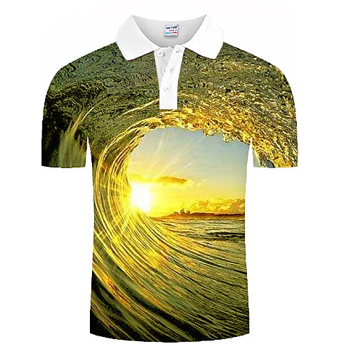

Men's Graphic 3D Print Print Polo Daily Green