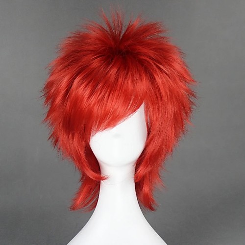 

Cosplay Wig Kozato Enma Katekyo Hitman Reborn! Curly Cosplay Halloween With Bangs Wig Short Red Synthetic Hair 12 inch Women's Anime Cosplay Best Quality Red