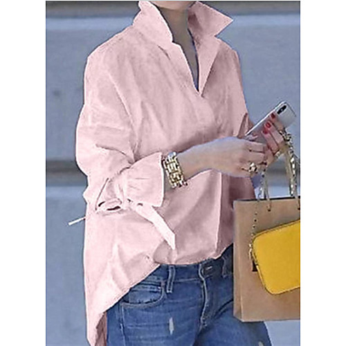 

Women's Solid Colored Shirt Daily Weekend White / Purple / Blushing Pink / Green