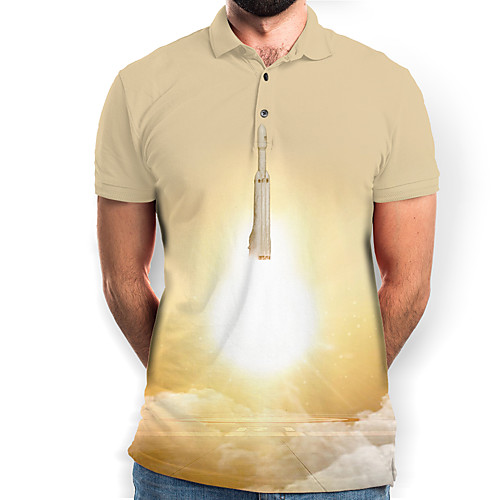 

Men's Graphic Polo Basic Elegant Daily Going out Yellow