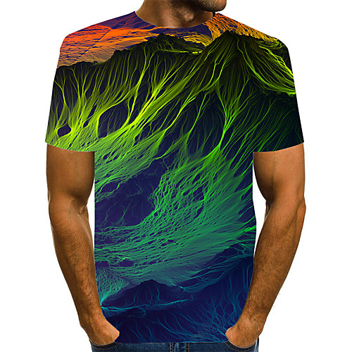 

Men's Graphic Print T-shirt Street chic Exaggerated Daily Going out Rainbow