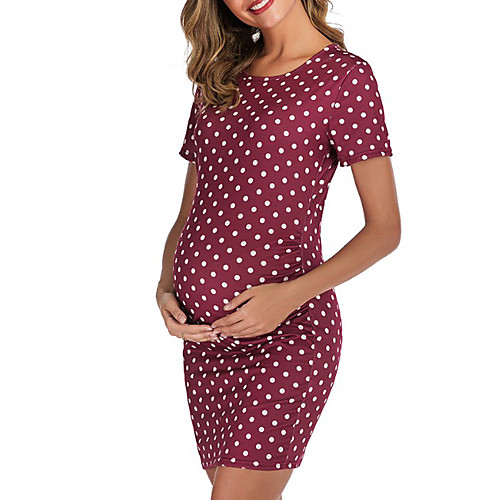 

Women's Sheath Dress Short Mini Dress - Short Sleeves Polka Dot Summer Work Sexy 2020 Wine Black Navy Blue S M L XL