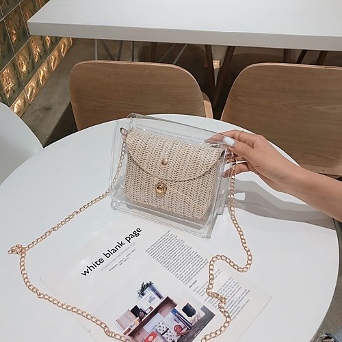 

Women's PVC Crossbody Bag Solid Color Khaki / Beige
